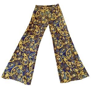 Goldsign 100% Silk Paisley Wide Leg Pants, New w/ Tags 24, Stunning